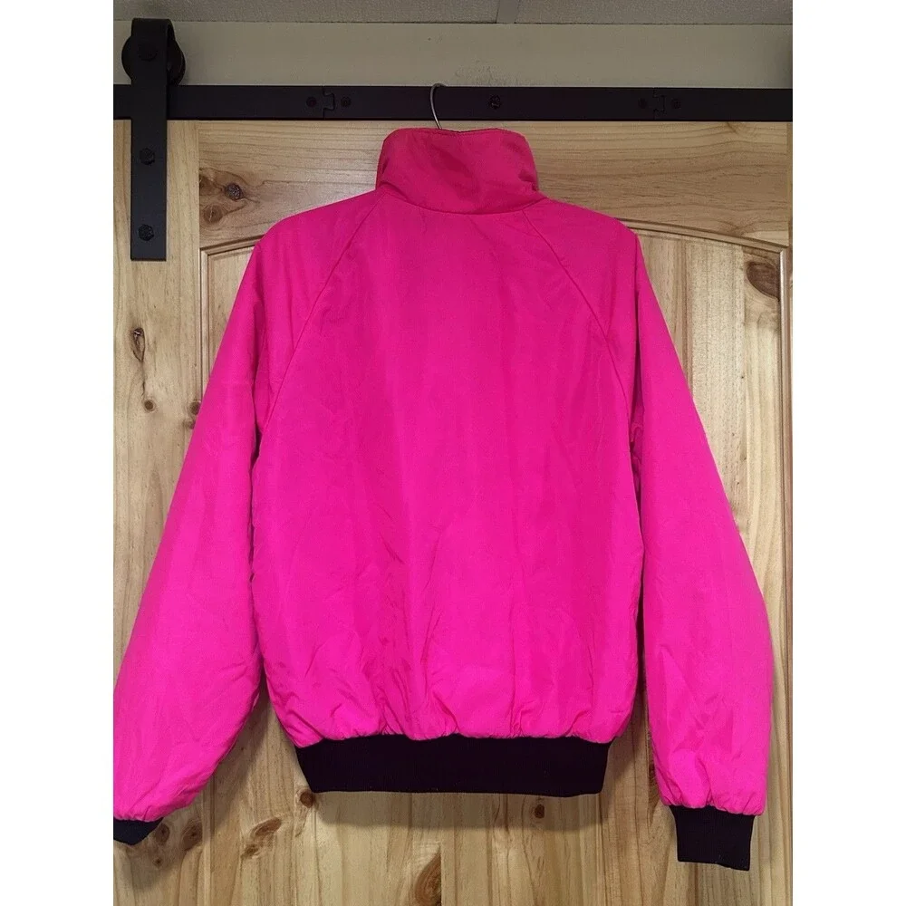 Vintage Columbia Men’s Reversible Jacket Neon Pink & Black 90s Retro Bomber L